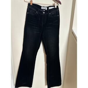 PTCL Black Velvet Denim Flare Bootcut Pants/Jeans